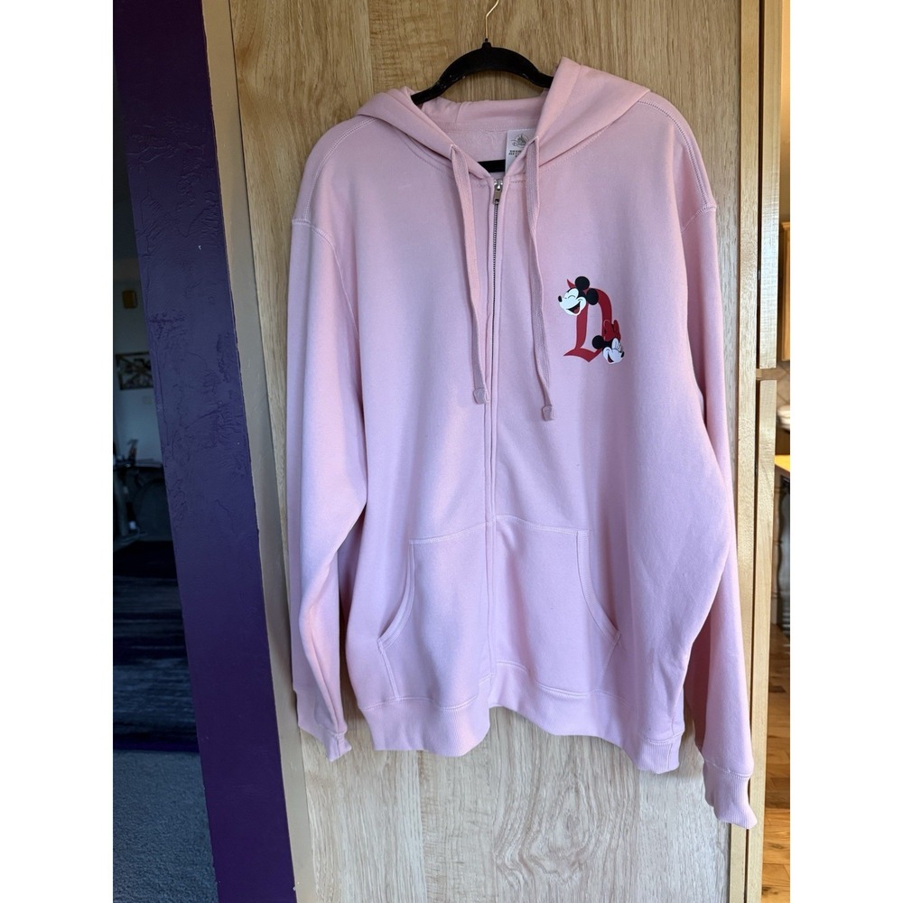 Disney Parks Disneyland Valentines Mickey & Minnie Pink Zip Hoodie Size XL NWT - Picture 3 of 4